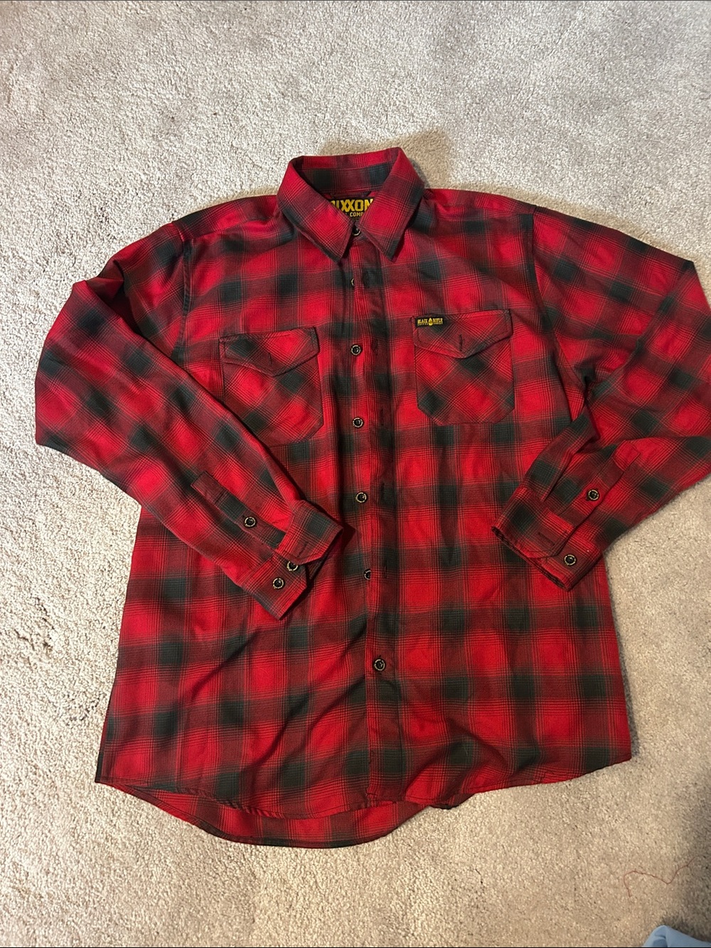 Red Plaid Button-Down Work Shirt - Unbranded